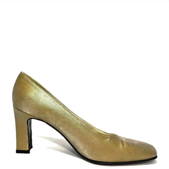 Stuart Weitzman Gold Textile Pumps Sz 8.5AA - Picture 4 of 8
